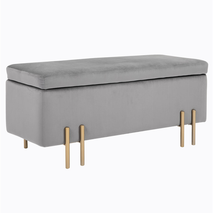 Grand pouf coffre de rangement design contemporain velours