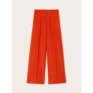 Motivi - Pantaloni wide leg misto lino - Rosso