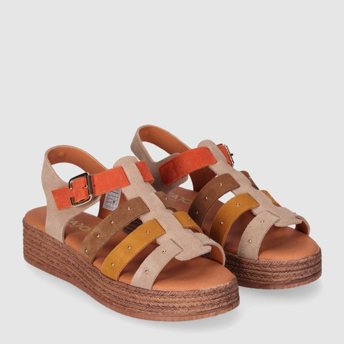 Sandalias de Serraje - Multicolor - Tacón: 5 cm