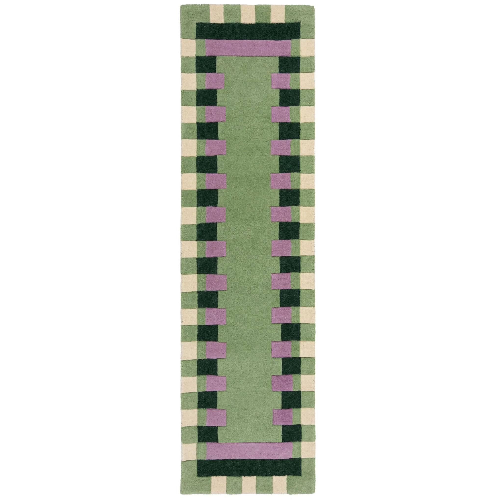 Tapis en laine de couloir KAI Vert