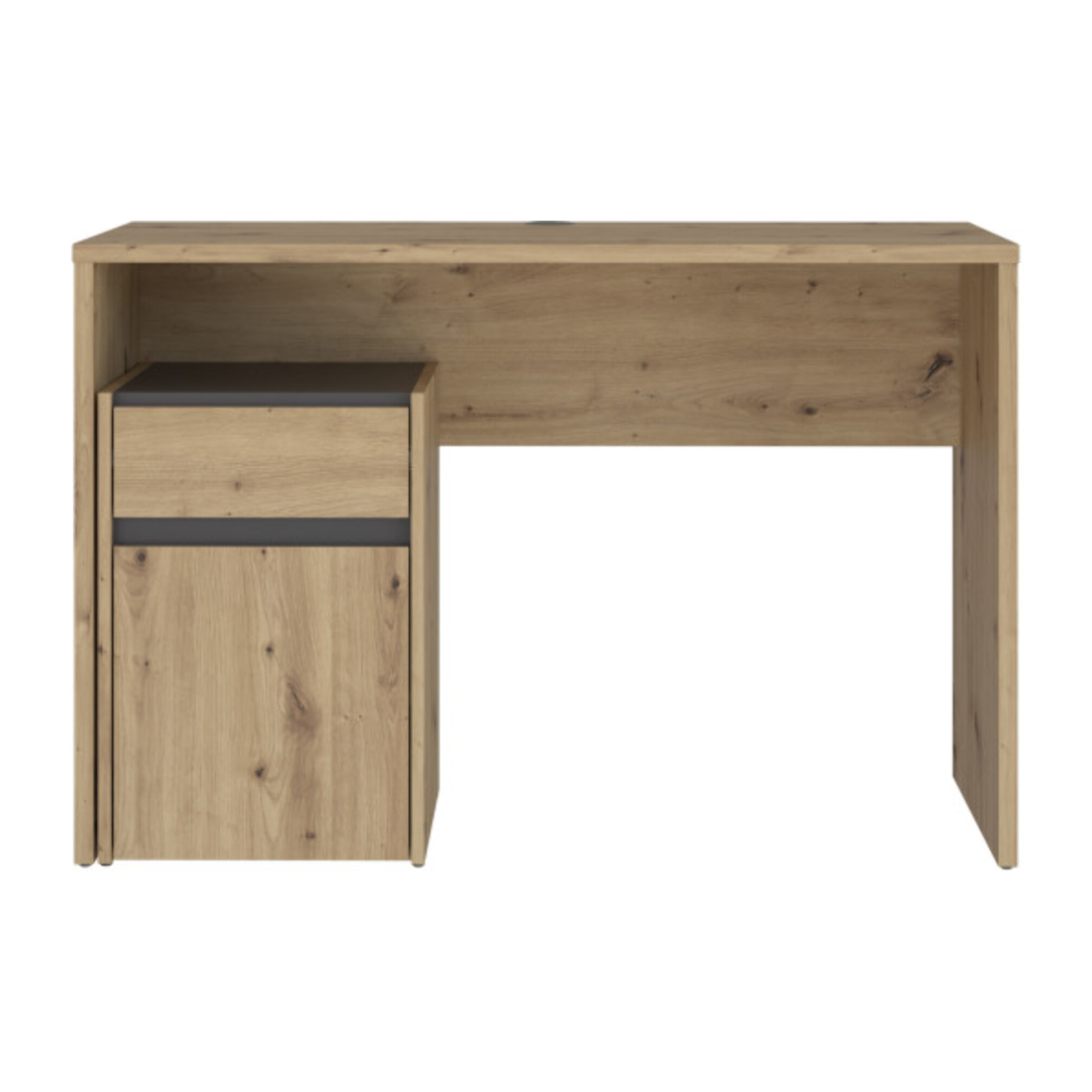 Bureau avec caisson amovible effet bois et gris foncé - L110 CM - KIARA