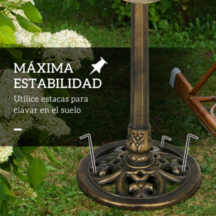 Baño para Pájaros de Jardín al Aire Libre, Altura 71 cm, Comedero para Pájaros con Lavabo Diseño Hoja de Loto y Acabado Envejecido, Ligero y Resistente, Bebedero para Aves, Bronce