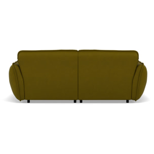 Thais - canapé droit 4 places avec double méridienne assise profonde en tissu texturé - Vert