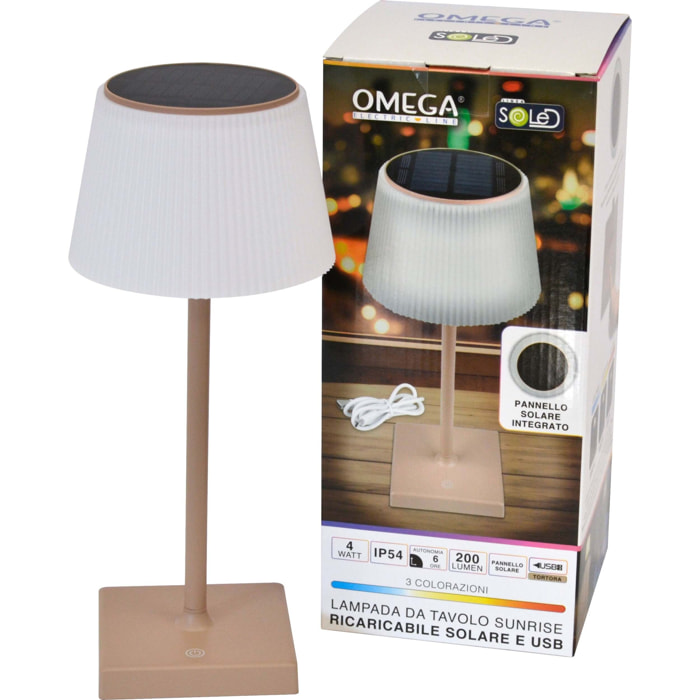 OMEGA Lampada da tavolo Sunrise ricaricabile solare e usb