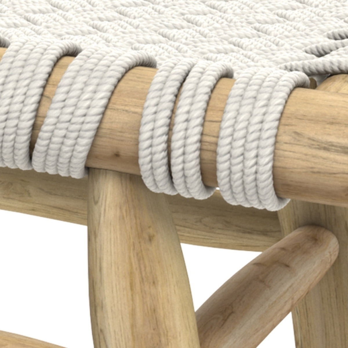 Banc 2 places 90 cm tressé en macramé et branche de teck - Kira
