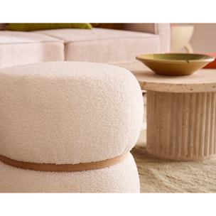 Sataya - pouf - en tissu bouclette - Blanc