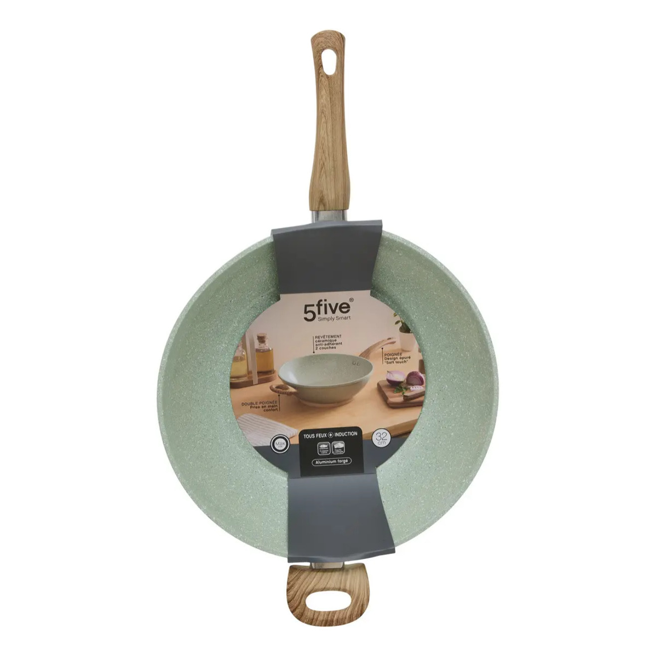 Wok 32cm en aluminium forgé