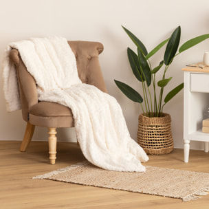 Plaid "Bouclette" fausse fourrure - écru 180x230 cm