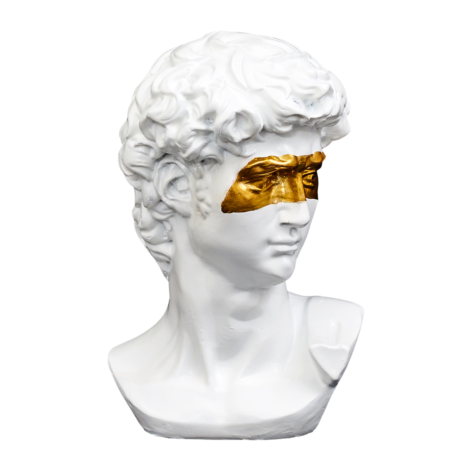 Statue David Masque Dore H15cm