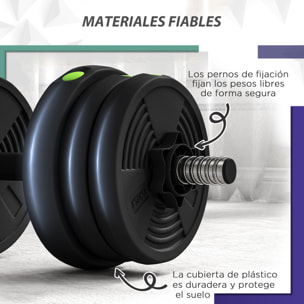 Kit de Mancuernas 20kg 2 en 1 Juego de Pesas con Barra de Pesas Mango Antideslizante Mancuernas Ajustables para Entrenamiento de Fuerza en Hogar Gimnasio Oficina Negro y Verde