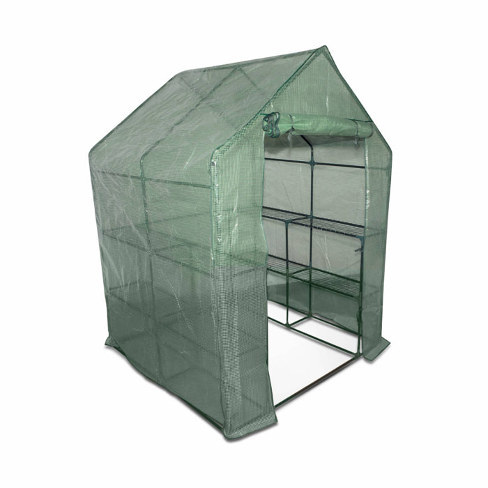 Serre de jardin Basilic 2m² avec 8 étagères en polyéthylène
