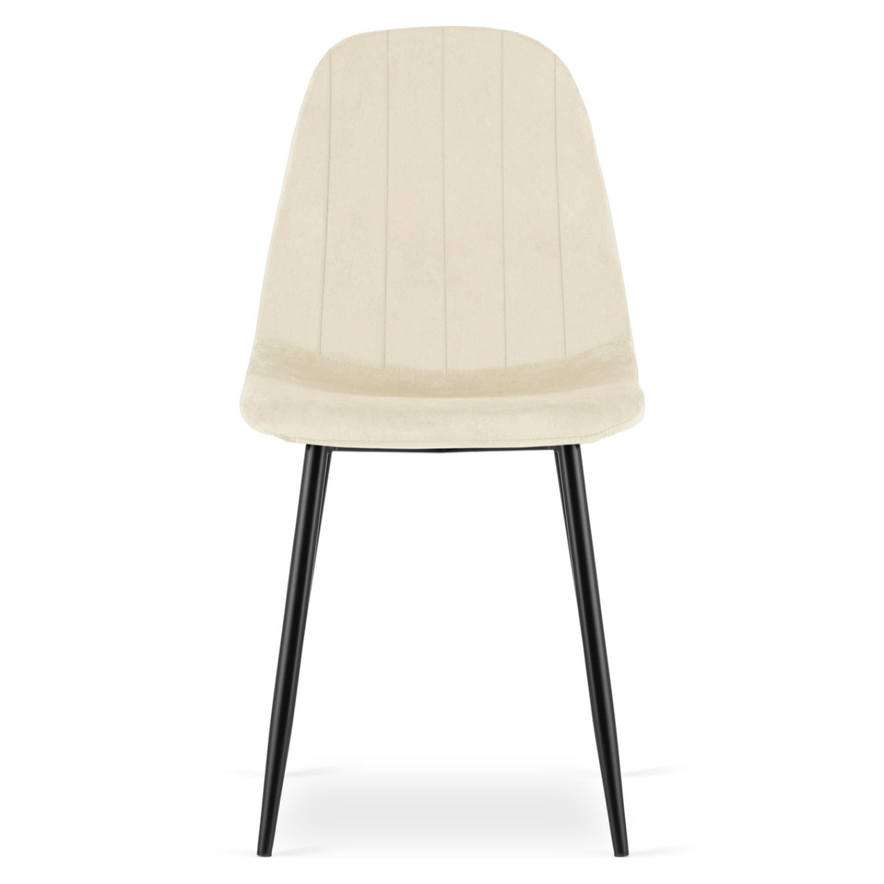 Sedia Padva in velluto beige chiaro con gambe nere