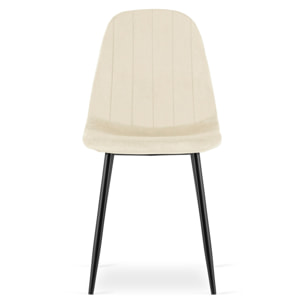 Sedia Padva in velluto beige chiaro con gambe nere