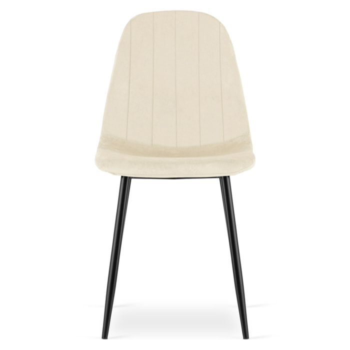 Sedia Padva in velluto beige chiaro con gambe nere
