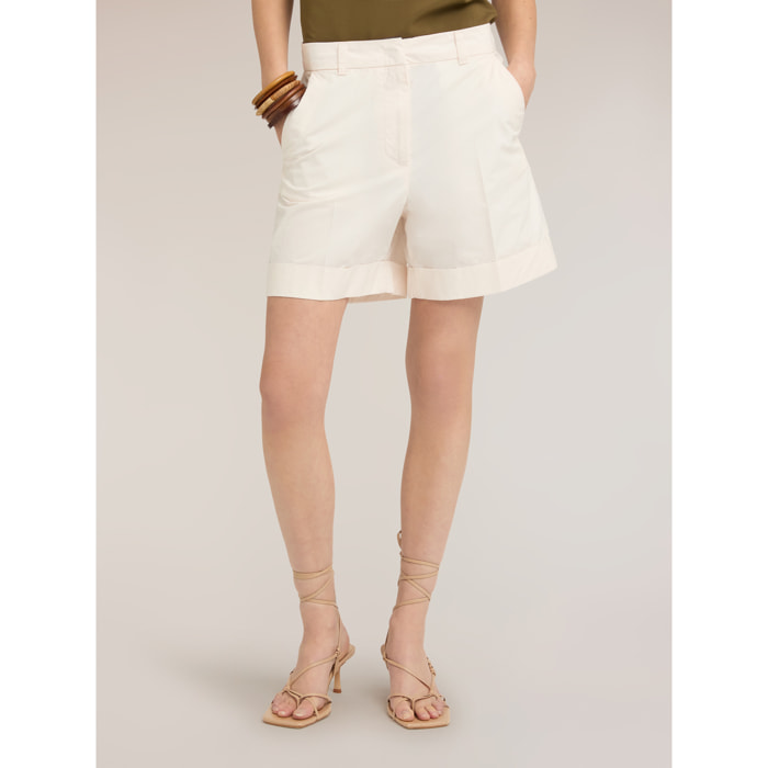 Motivi - Shorts a vita alta in cotone - Bianco