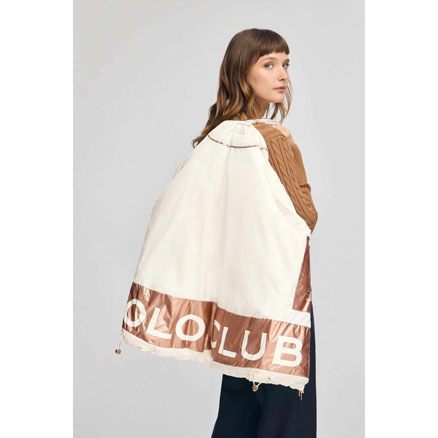 Giubbotto Ingrid ecrù con logo Polo Club
