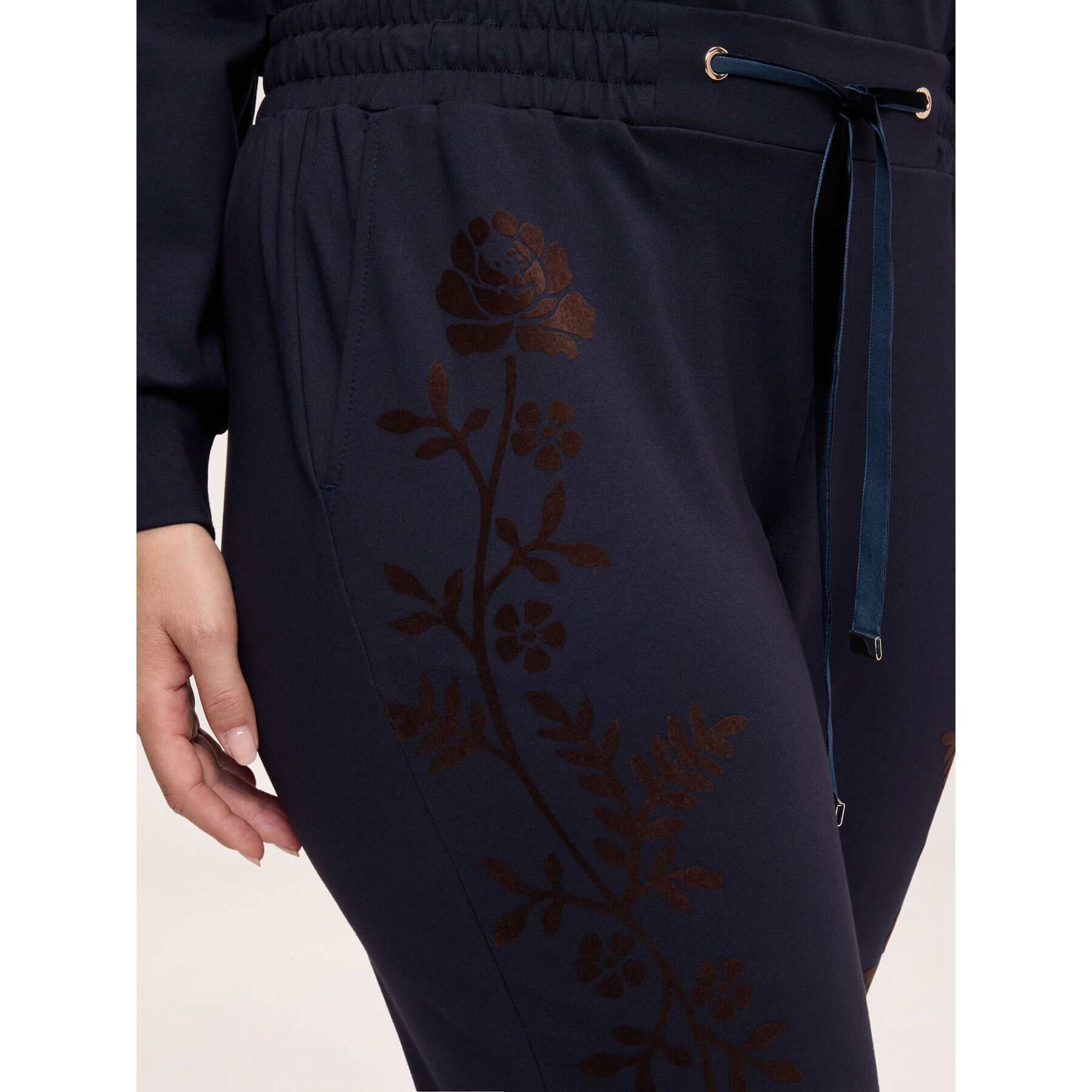 Fiorella Rubino - Joggers in jersey con flock - Blu
