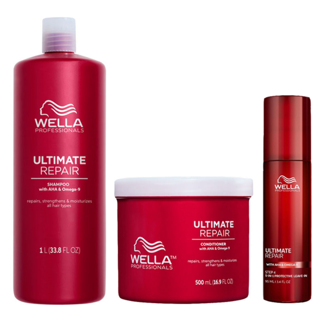 WELLA Kit Ultimate Repair Shampoo 1000ml + Conditioner 500ml + Protective Leave In 95ml