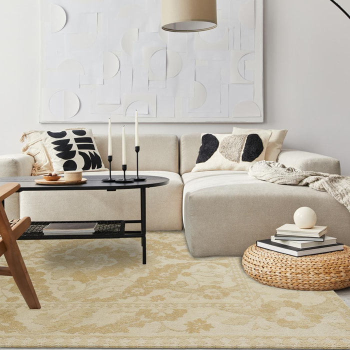 Tapis salon et chambre fait main en coton motif floral CHICDOUB