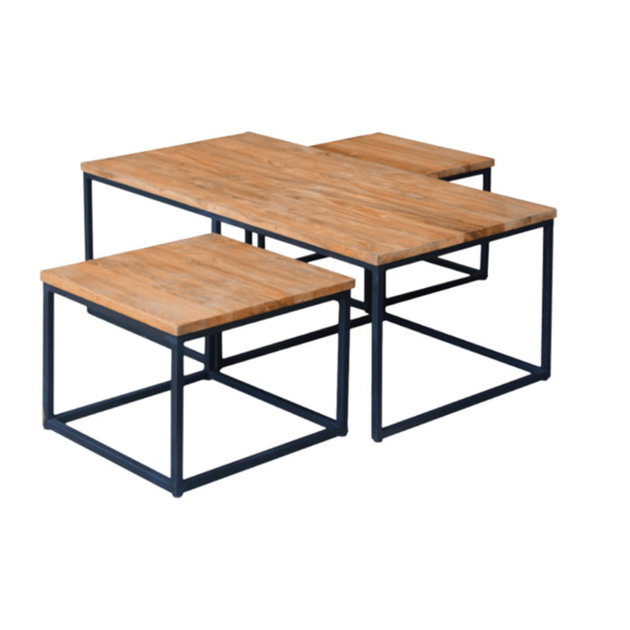 Tables gigognes basses rectangles et carrées en bois de teck - VERONA