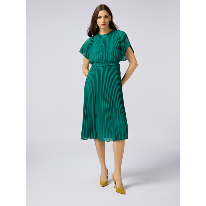 Oltre - Vestido largo de georgette plisado - Verde