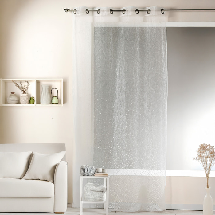 Voilage en organza dévoré et brodé - Blanc