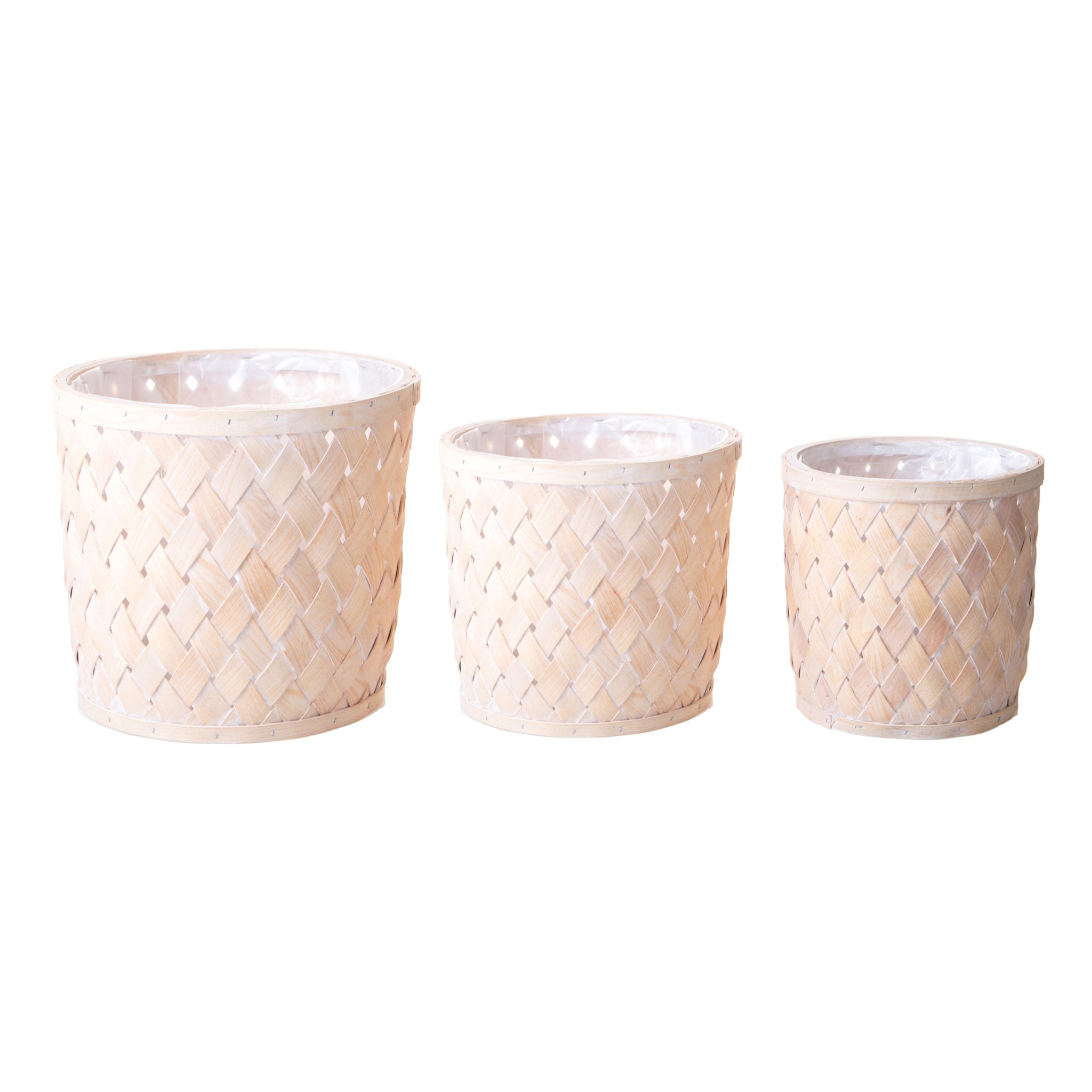 Set di 3 Cachepot 36/31/26 Cm - Pezzi 1 - 36X30X36cm - Colore: Bianco - Bianchi Dino - Cesteria