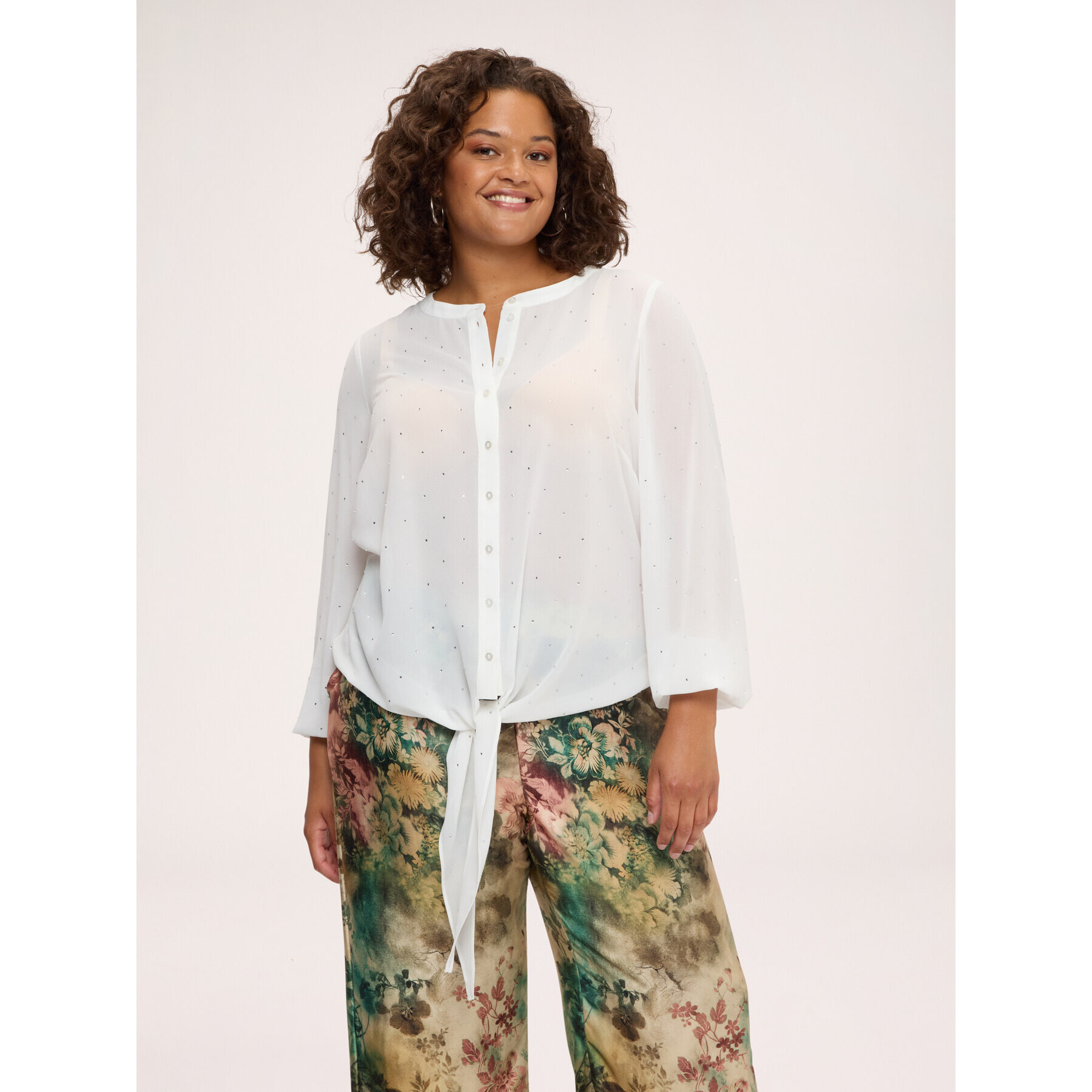 Fiorella Rubino - Camicia in georgette con punti luce - Bianco
