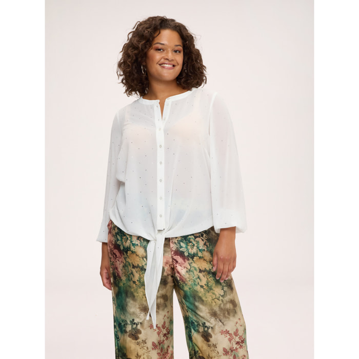 Fiorella Rubino - Camicia in georgette con punti luce - Bianco