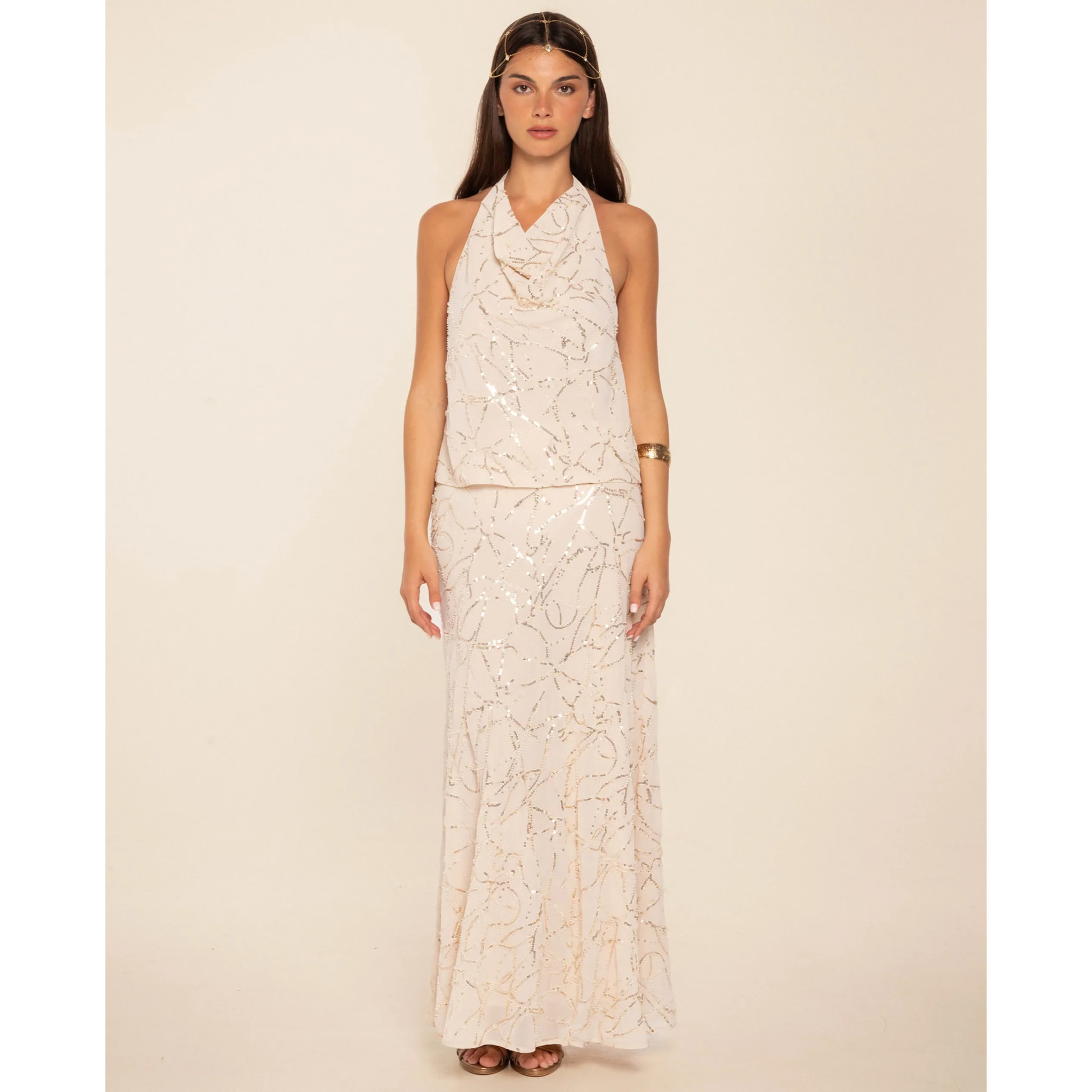 Blusa de gasa bordada con lazada al cuello de mujer