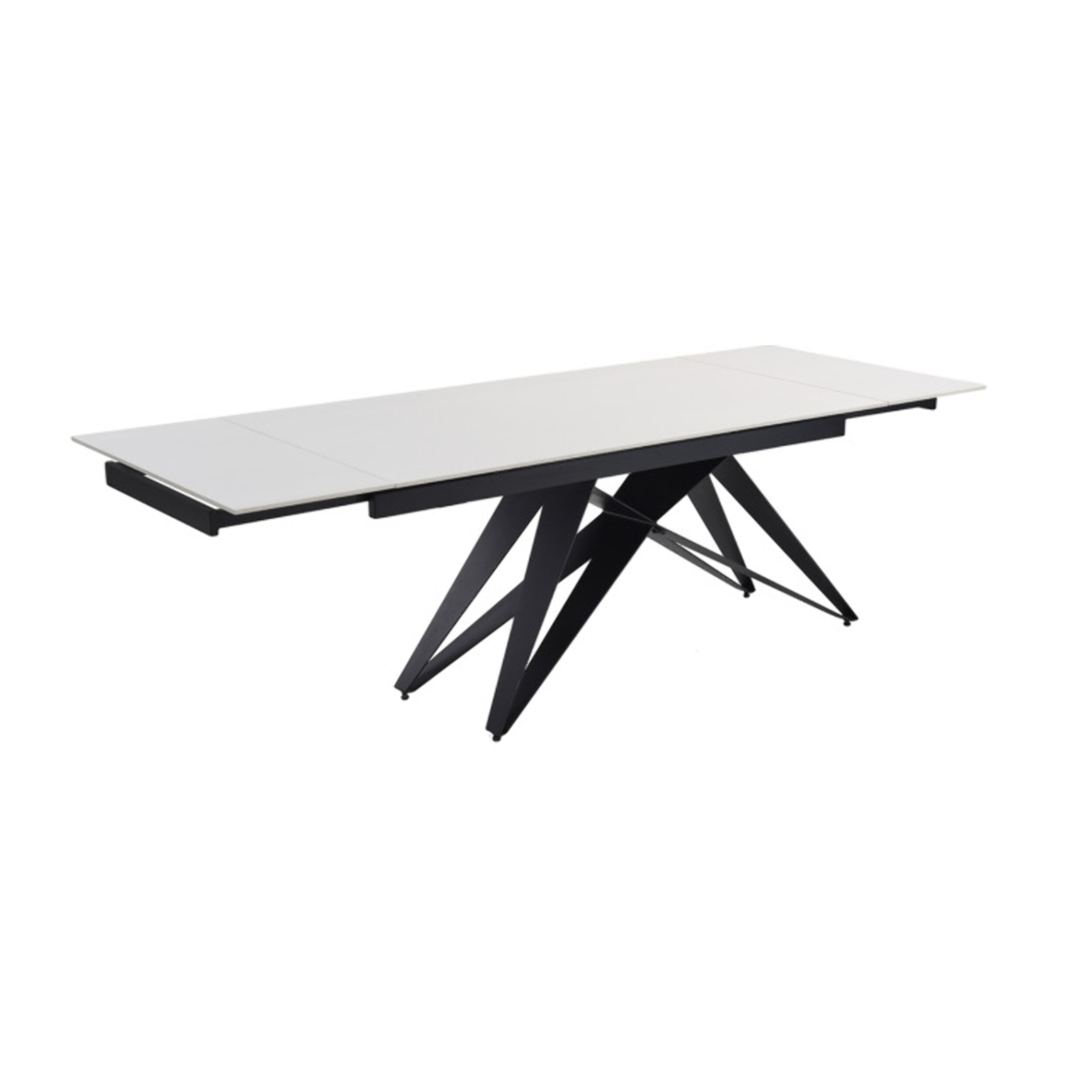 Table extensible céramique blanche 180/260 cm - 8 piètements - UNIK