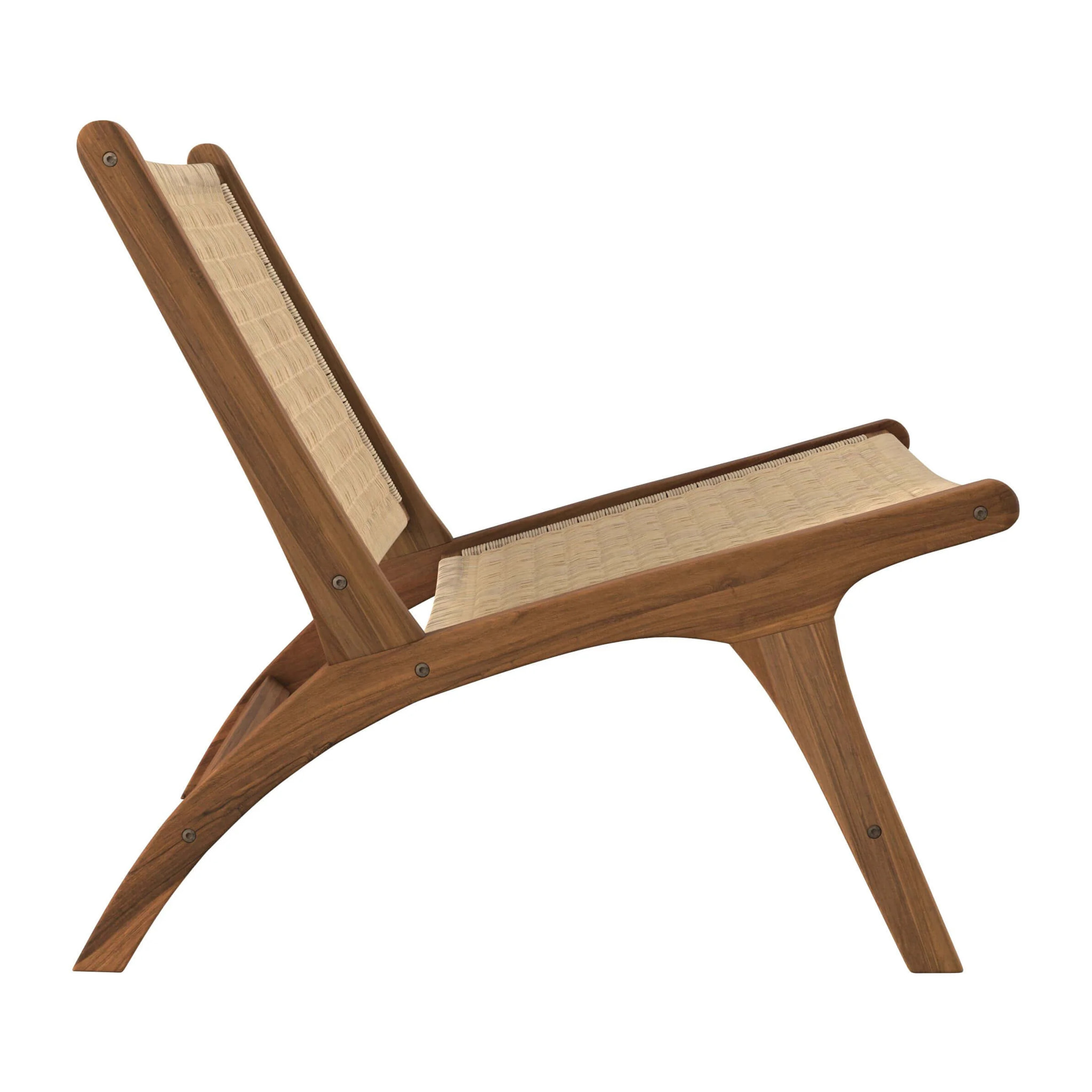 Fauteuil en bois de teck et tressage vannerie en rotin - Kilka