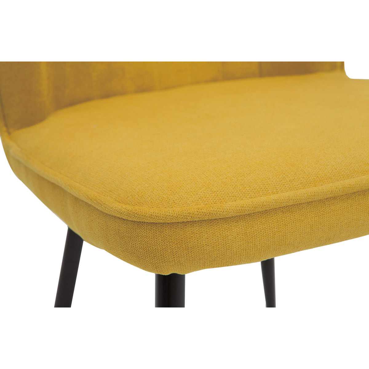 Chaises design en tissu effet velours jaune moutarde et métal noir (lot de 2) FANETTE