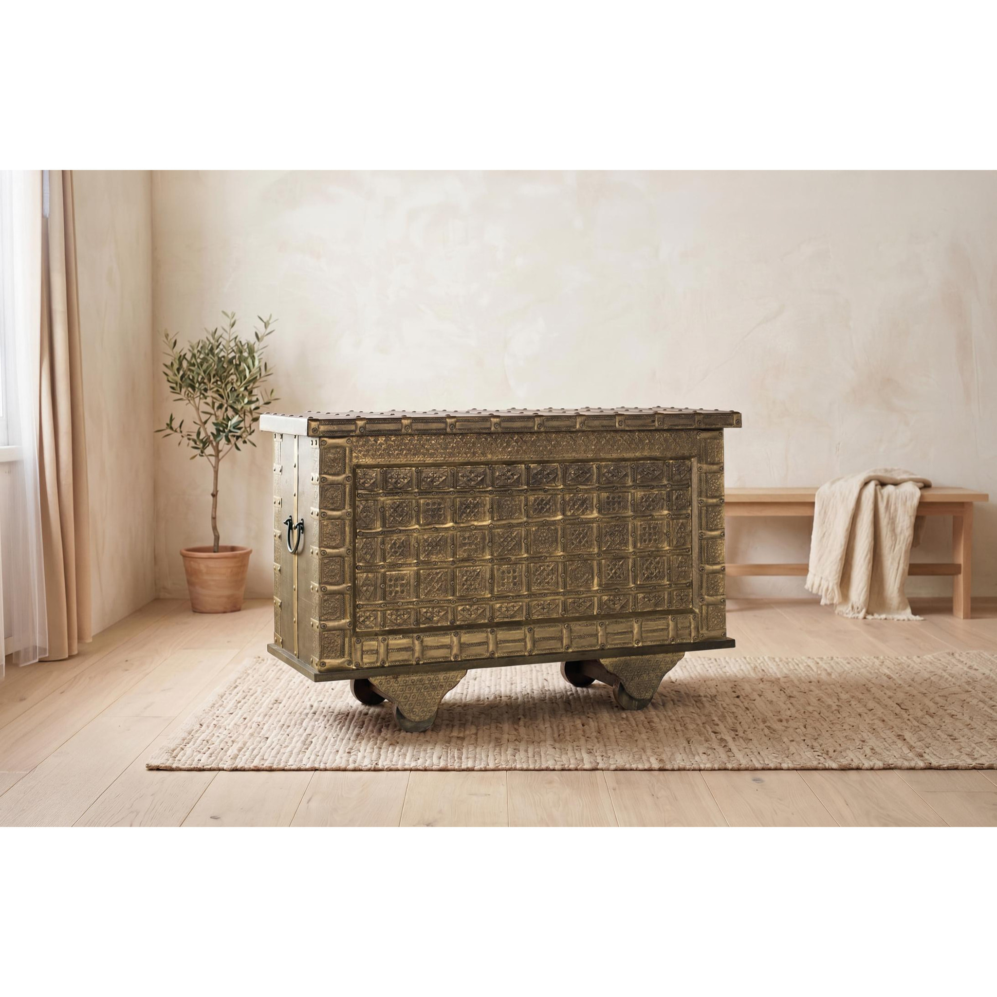 Baúle de Madera de Mango 116 Cm Estilo Vintage Artesanal