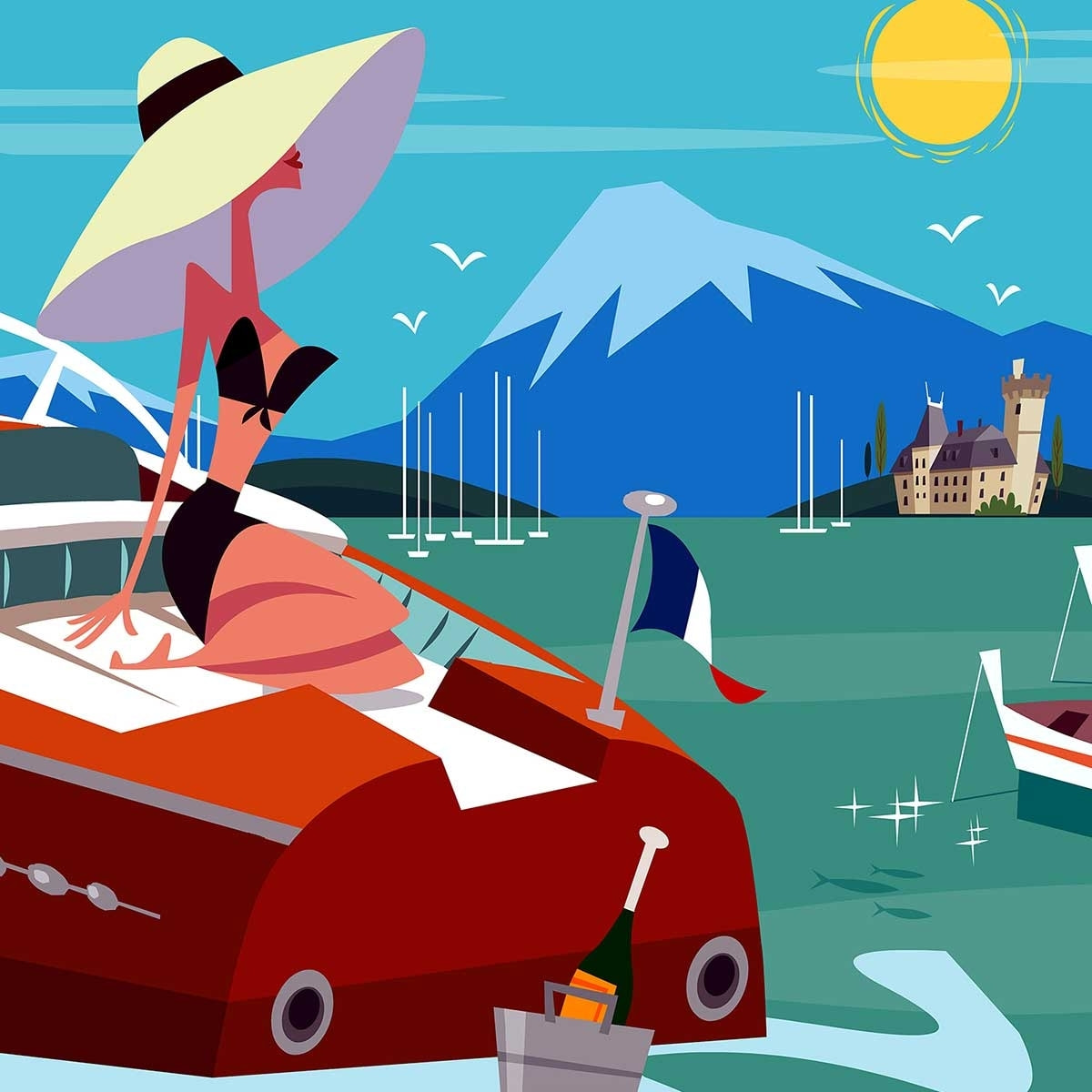 Poster de vedette du lac d' annecy Affiche sous cadre noir