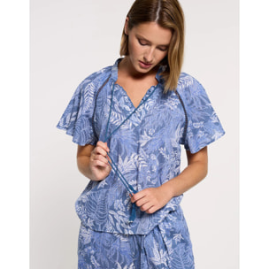 Blusa Manga Corta Azul - Velora