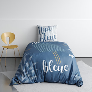 Parure de lit enfant 100% coton - NUIT BLEUE