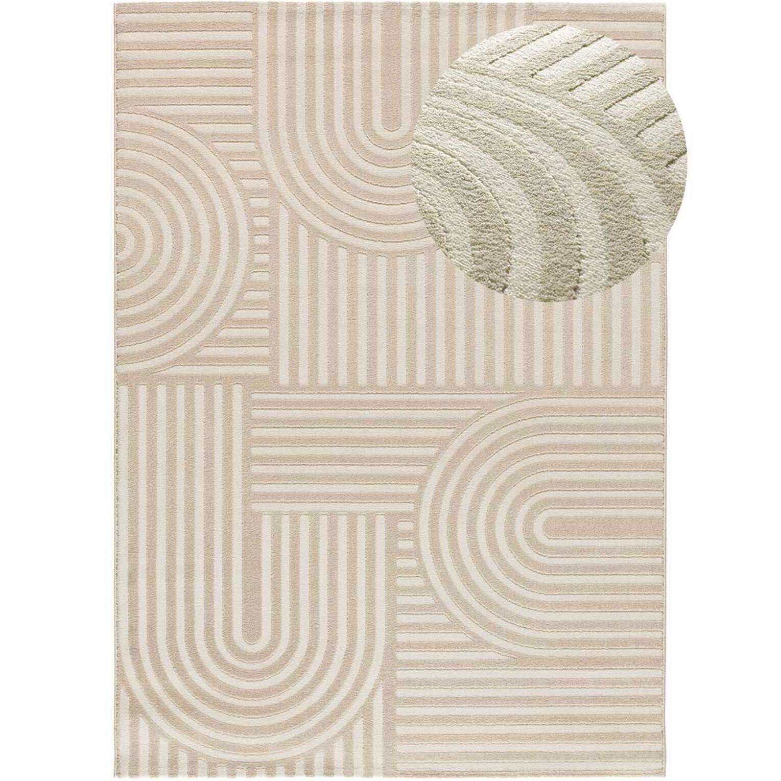 ZEN Alfombra de estilo escandinavo con relieve en color blanco, varias medidas disponibles.