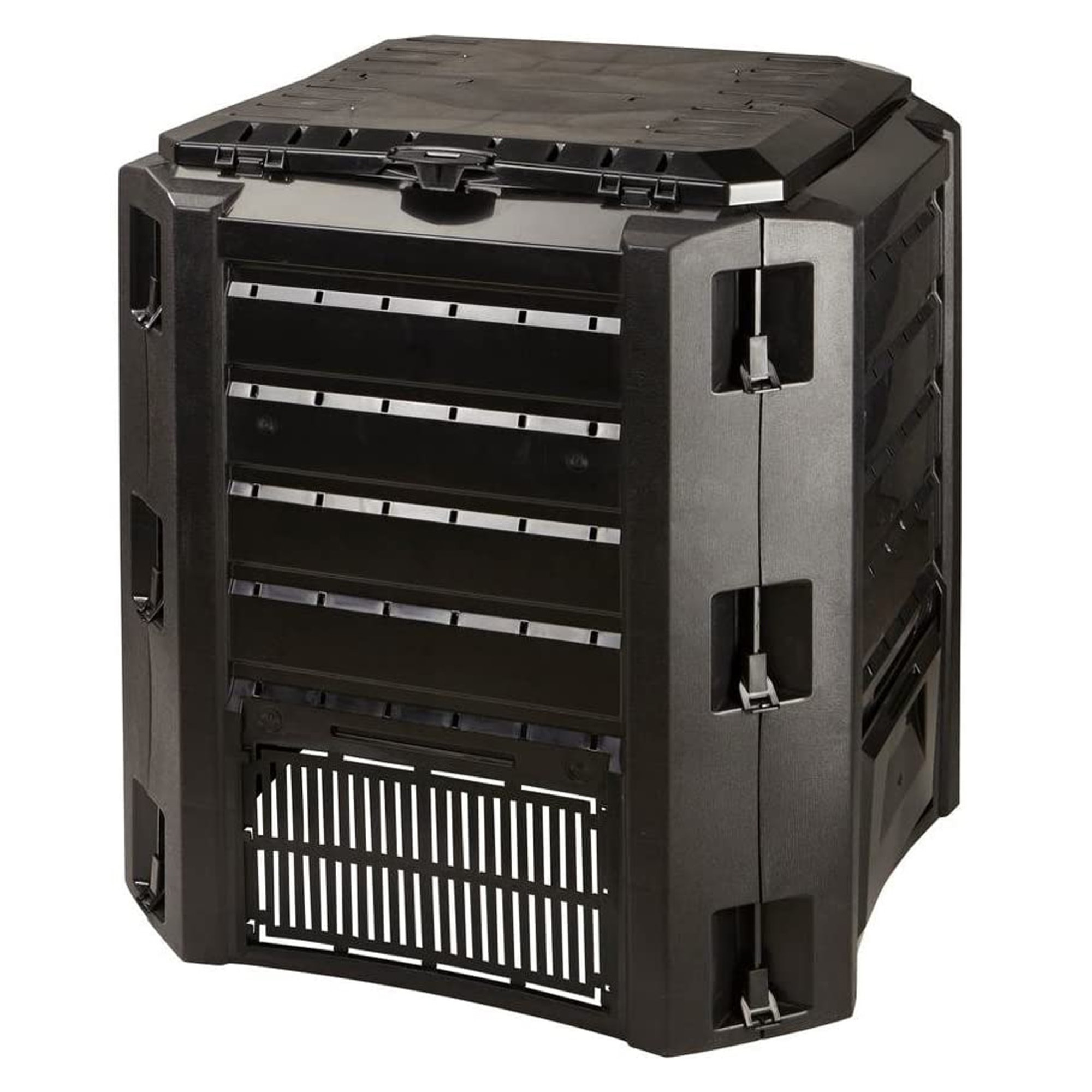 Compostador 380 l prosperplast compogreen de plástico en color negro, 82,6 (alto) x 71,9 (ancho) x 71,9 (profundo) cms