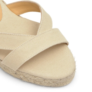 Sandalia cuña Bruna beige mujer 7cm