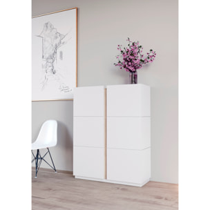 Zapatero Hessa melamina blanco detalle roble claro 122x95x35 cm