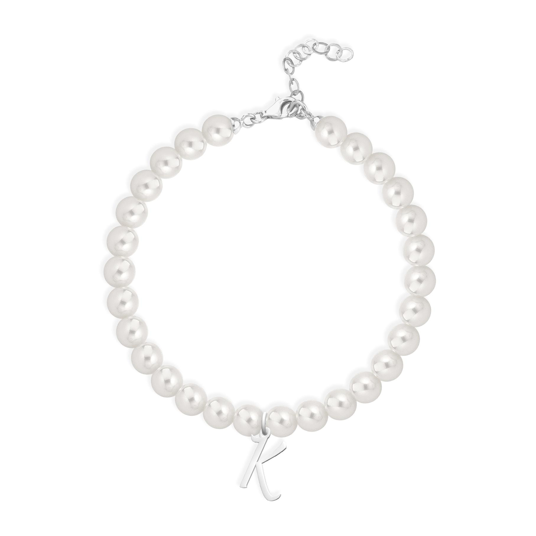 Bracciale Fujiko con Pendente Lettera K Perle Argento