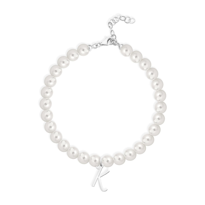 Bracciale Fujiko con Pendente Lettera K Perle Argento