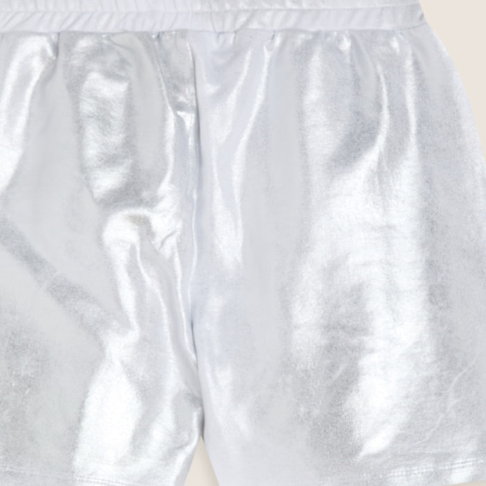 Pantaloncini Bambina in Cotone Coated Argento