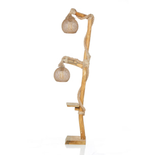 Lampadaire en bois et cordes avec rebord TEPIC