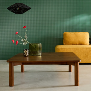 Table basse carrée bois d'hévéa placage chêne noyer - 100 x 100 x 35 cm - Solène