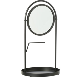 J-Line Miroir de Table + Support Bijoux - métal - noir - large
