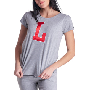 Camiseta de manga corta universitaria 'L' para mujer