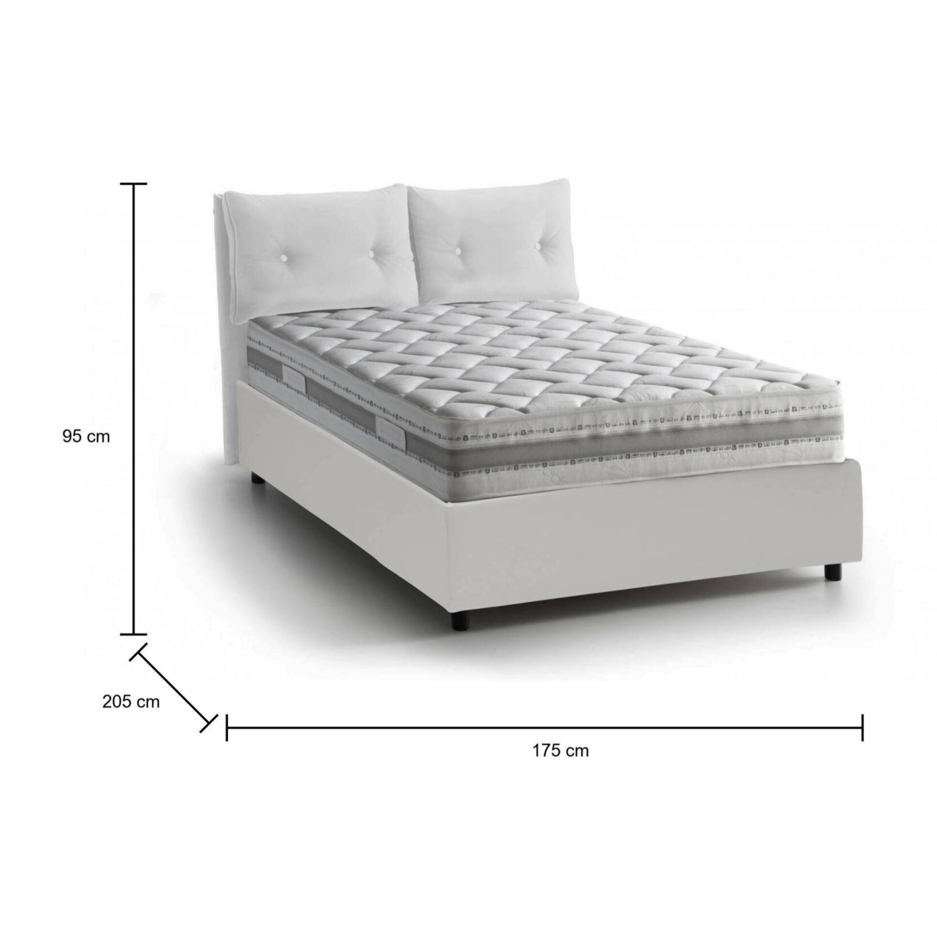 Letto matrimoniale Valeria, Letto contenitore con rivestimento in ecopelle, 100% Made in Italy, Apertura frontale, con materasso Cm 160x190 incluso, Bianco