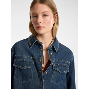 Elena Mirò - Camicia in denim con borchie - Blu